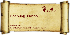 Hornung Ambos névjegykártya